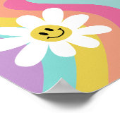 レトロローラスケートで滑るレインボー誕生日ポスター ポスター (角)