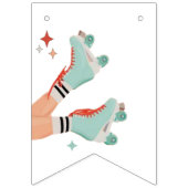 レトロローラスケートで滑る誕生日バンティングバナー バンティングフラッグ (第1の旗)