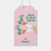 レトロローラスケートで滑る誕生日パーティーサンキューユユー ギフトタグ (正面)