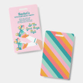 レトロローラスケートで滑る誕生日パーティーピンク バッジ (表裏)