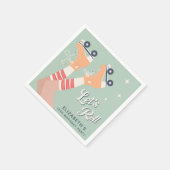 レトロローラスケートで滑る誕生日パーティー スタンダードカクテルナプキン (角)