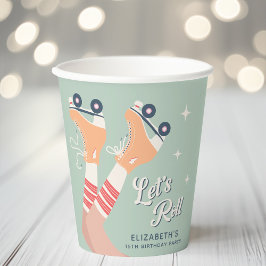 レトロローラスケートで滑る誕生日パーティー 紙コップ