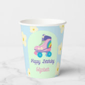 レトロローラスケートハッピーバースデーデイジー 紙コップ (裏面)