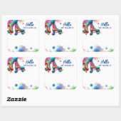 レトロローラスケートパーティー名タグシール スクエアシール (シート)