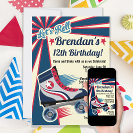 レトロローラスケートパーティー 招待状