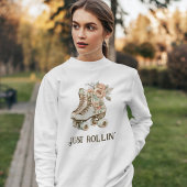 レトロローラスケートヴィンテージフローラパステル スウェットシャツ