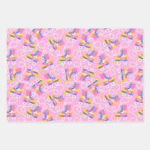 レトロローラスケート巻き紙セット3 ラッピングペーパーシート (正面)