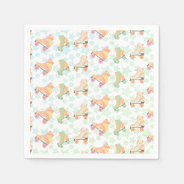 レトロローラスケート誕生日スケートスターズパステル スタンダードカクテルナプキン