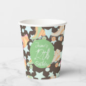 レトロローラスケート誕生日スケートスターズブラウン 紙コップ (正面)