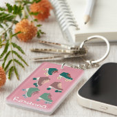 レトロローラースキーズグリーンピンクカスタム キーホルダー (正面右)