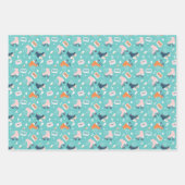 レトロローラースケートとカセットテープ ラッピングペーパーシート (正面3)