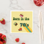 レトロローラースケートのテープ50誕生日70s スタンダードカクテルナプキン (インサイチュ)