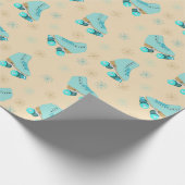 レトロローラースケートティール(緑がかった色)とタンパターン(の模様が)ある ラッピングペーパー (角)