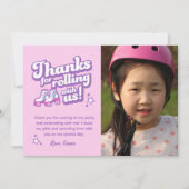 レトロローラースケートパーティーの写真ありがとうダウンロード 招待状 (正面)