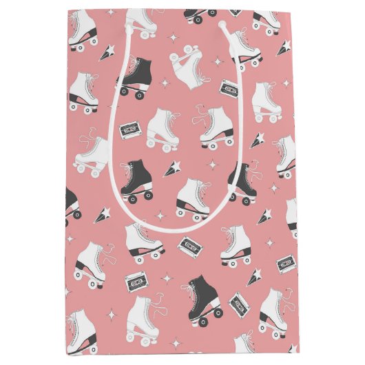 レトロローラースケート及びカセットテープ ミディアムペーパーバッグ (正面)