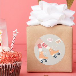 レトロローラースケート及びカセットテープ ラウンドシール