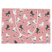 レトロローラースケート及びカセットテープ ラージペーパーバッグ (裏面)