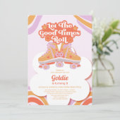 レトロローラースケート誕生日ガールレット転がレ 招待状 (スタンド正面)