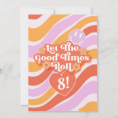 レトロローラースケート誕生日ガールレット転がレ 招待状 (裏面)