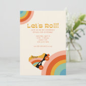 レトロローラースケート誕生日パーティーの招待 招待状 (スタンド正面)