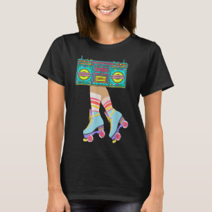 レトロローラースケート80年代90年代ローラーディスコスケートで滑る Tシャツ