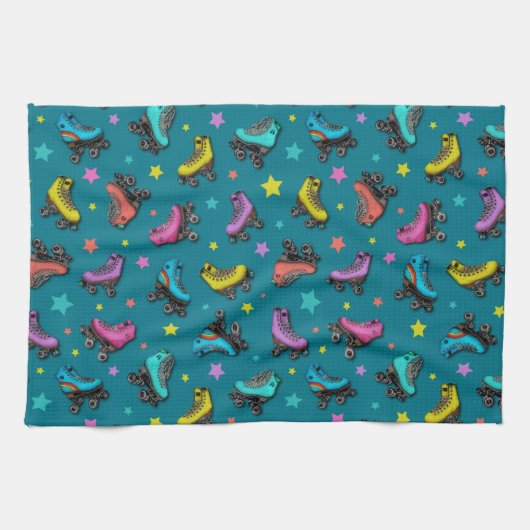 レトロローラースケート&スター キッチンタオル (横)