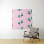 レトロローラースケート:ピンクパターン。 タペストリー (インサイチュ)