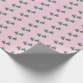 レトロローラースケート:ピンクパターン。 ラッピングペーパー (角)