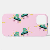 レトロローラースケート：ピンクパターン。 Case-Mate iPhoneケース (裏面 (横))
