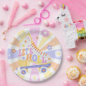 レトロローラーリンク誕生日パーティー ペーパープレート (パーティー)
