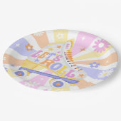 レトロローラーリンク誕生日パーティー ペーパープレート (アングル)