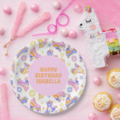 レトロローラーリンク誕生日パーティー ペーパープレート (パーティー)