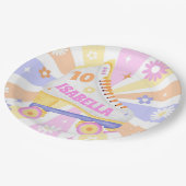 レトロローラーリンク誕生日パーティー ペーパープレート (アングル)