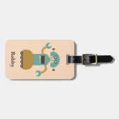 レトロローラーロボパーソナライズされたット荷札 ラゲッジタグ (正面横)