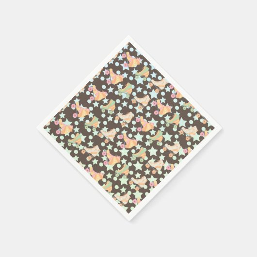 レトロロールスケート誕生日スケートスターパターン スタンダードカクテルナプキン (角)