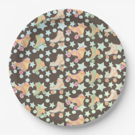 レトロロールスケート誕生日スケートスターパターン ペーパープレート