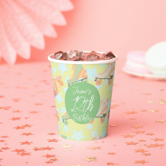 レトロロールスケート誕生日スケートスター 紙コップ (インサイチュ)