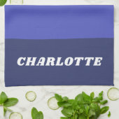 レトロワイドブルー抽象芸術ストライプパーソナライズされた キッチンタオル (折り畳み)