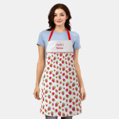 レトロワイルドイチゴかわいいお洒落イチゴ エプロン (着用した状態)
