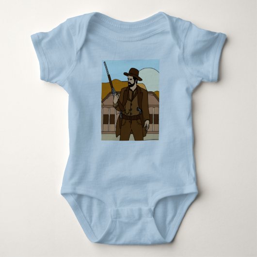 レトロワイルドウエストカウボーズロデオ ベビーボディスーツ (正面)