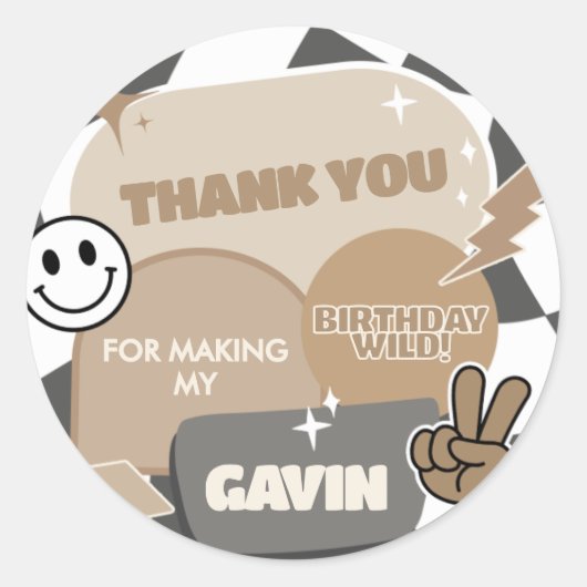 レトロワイルドスリーバースデーパーティー ラウンドシール (正面)