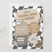 レトロワイルドスリーバースデーパーティー 招待状 (正面)
