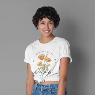 レトロワイルドフラワーイエローポピーの花 Tシャツ
