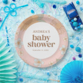 レトロワイルドフラワーガールベビーシャワー ペーパープレート (パーティー)