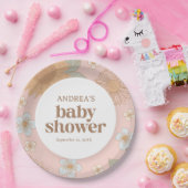 レトロワイルドフラワーガールベビーシャワー ペーパープレート (パーティー)