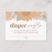 レトロワイルドフラワーガール赤ちゃんシャワーおむつラッフル エンクロージャーカード (正面)