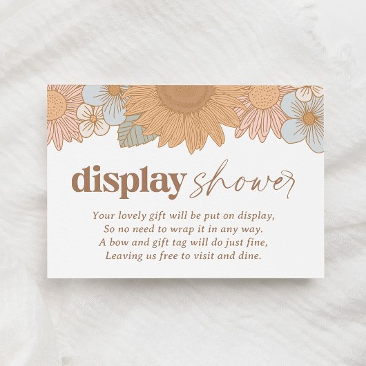 レトロワイルドフラワーガール赤ちゃんシャワー表示シャワー エンクロージャーカード