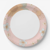 レトロワイルドフラワーバースデーパーティー ペーパープレート (正面)