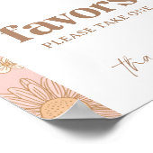 レトロワイルドフラワーベイビーシャワーの好意サイン ポスター (角)