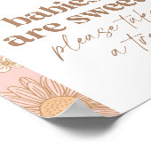 レトロワイルドフラワーベイビーシャワーベビーは甘いサイン ポスター (角)